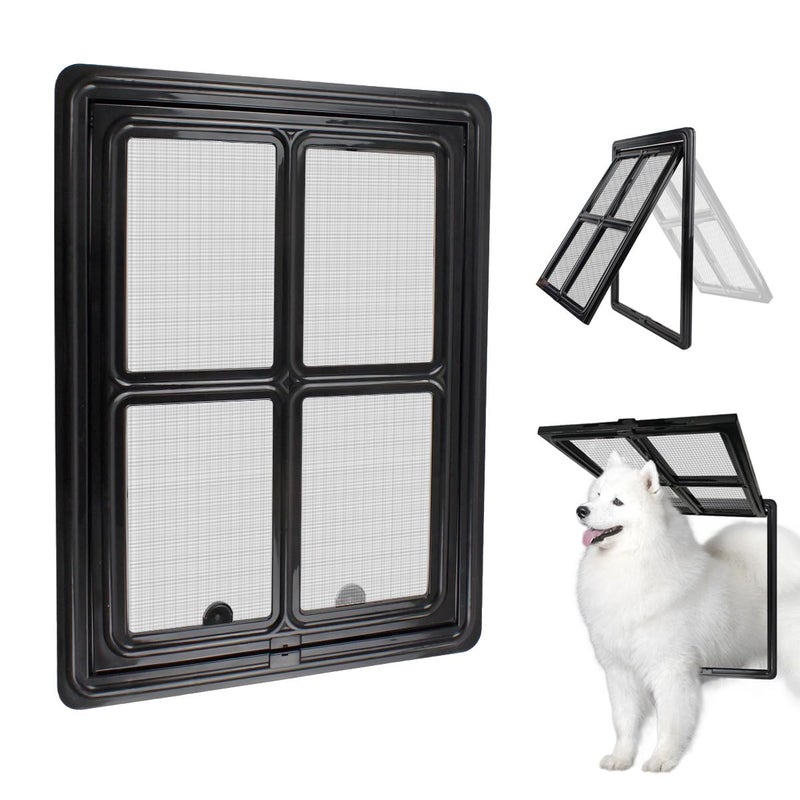 NAMSAN Dog Screen Door, Passage Size 12 x 16 inches, Dog Door for Screen Door, Large Pet Door for Sliding Door, Magnetic Automatic Closing, Self-Assembly, Lockable, Black - Image 1